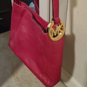 Michael Kors Fuchsia Shoulder Bag with Gold Logo
